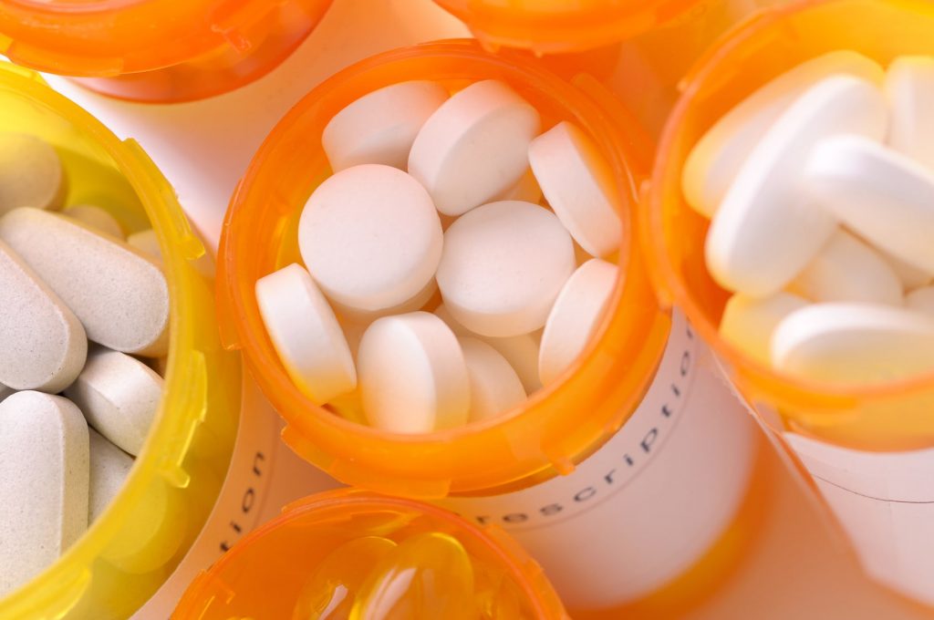 Prescription Bottles Top View Closeup antibiotics